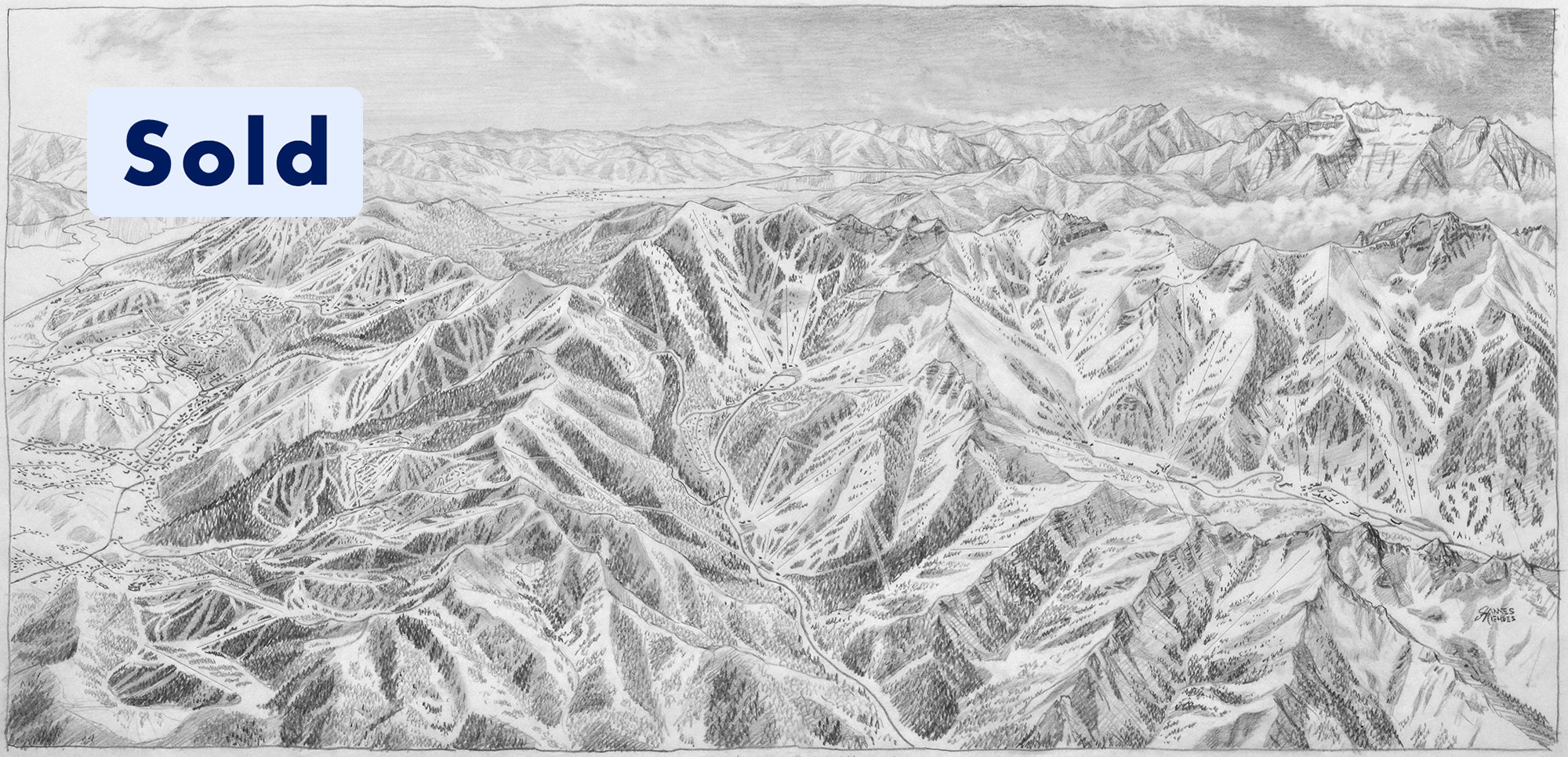 Original Park City and Cottonwoods Sketch