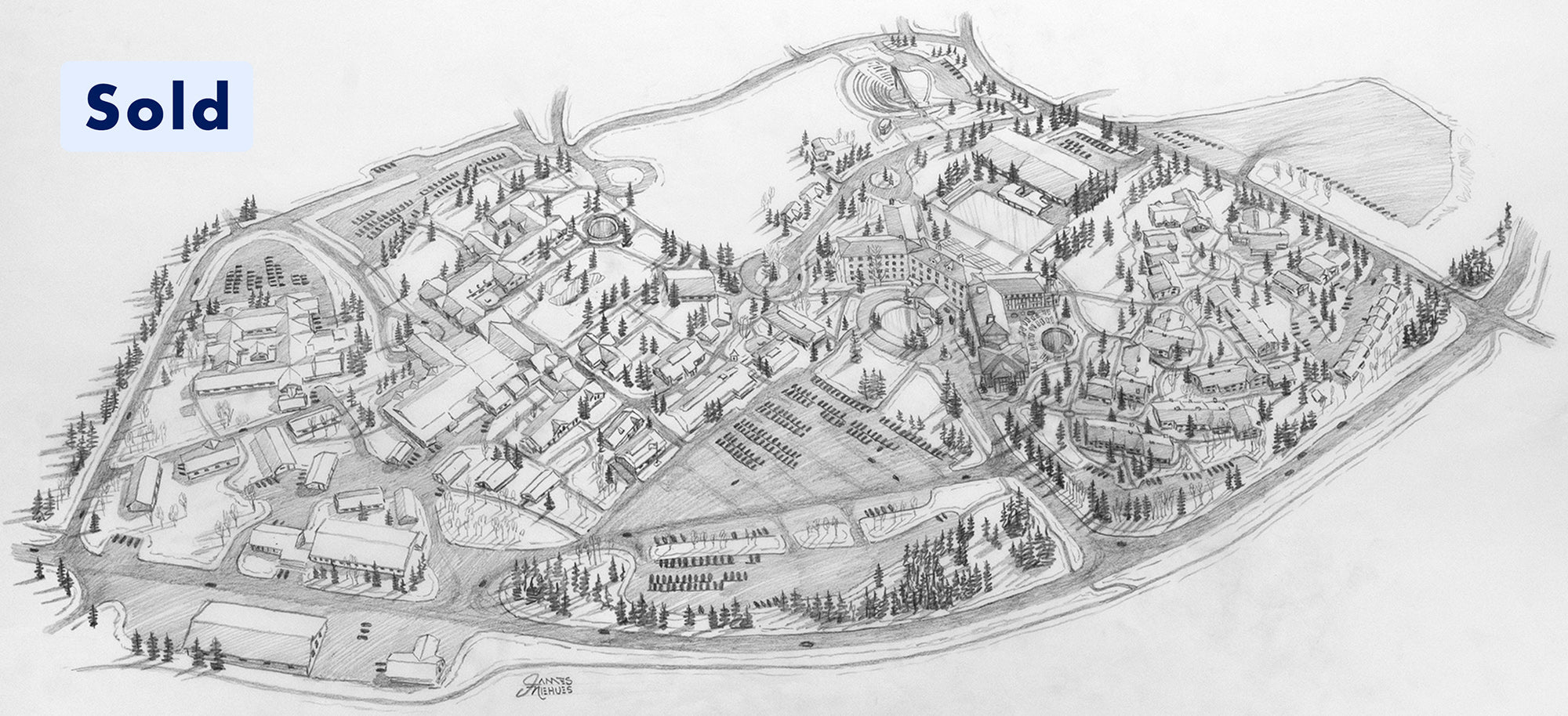 Original Sun Valley 2011 Village Sketch
