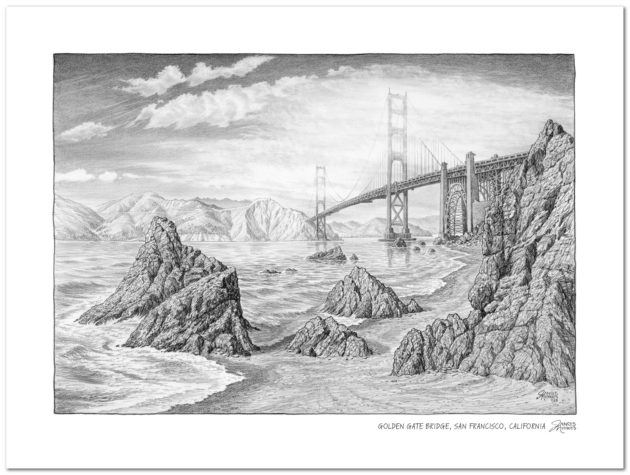 San Francisco Golden Gate Bridge 18x24 Black and White store Print