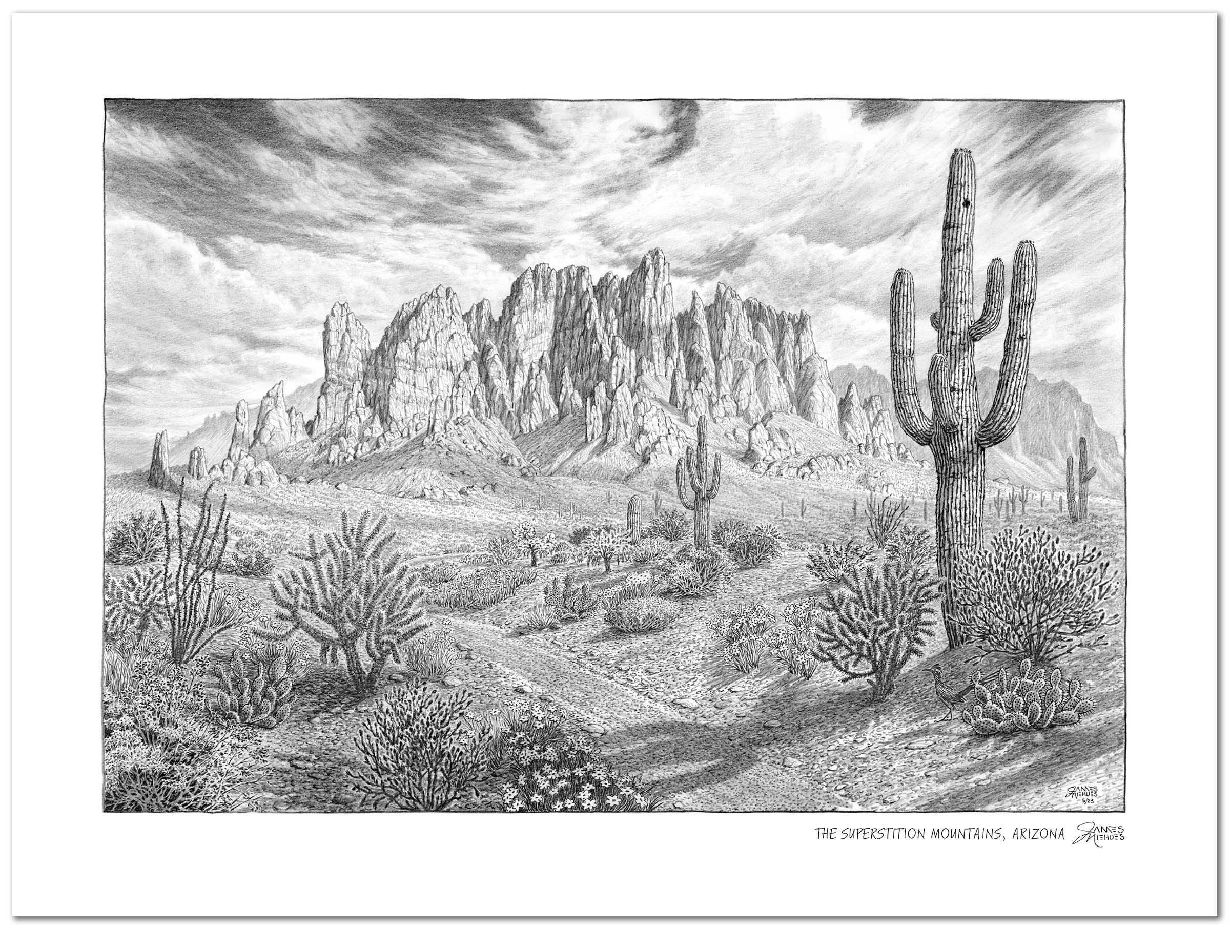 Superstition Mountains Sketch – James Niehues