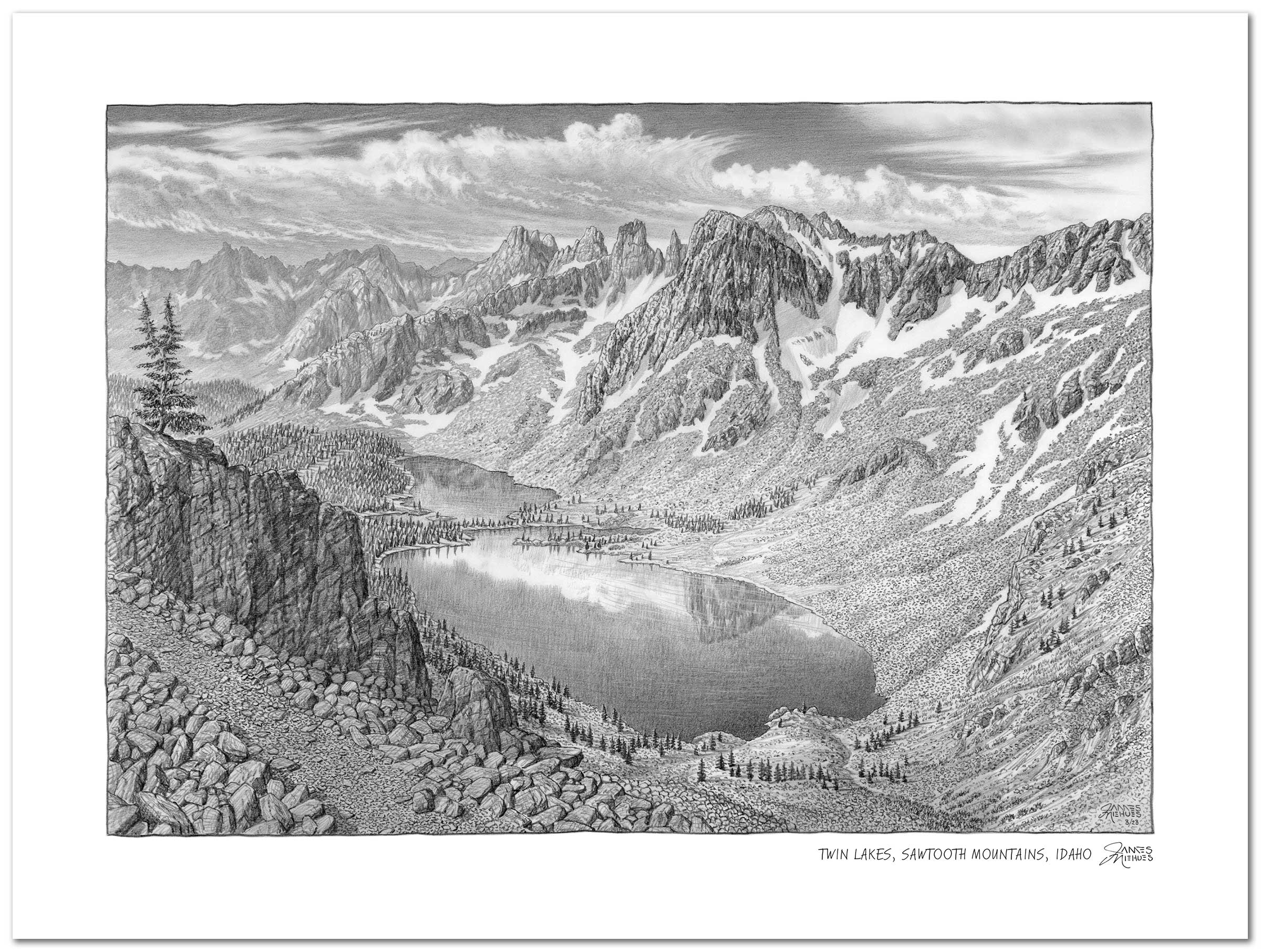 Sawtooth Mountains Sketch – James Niehues