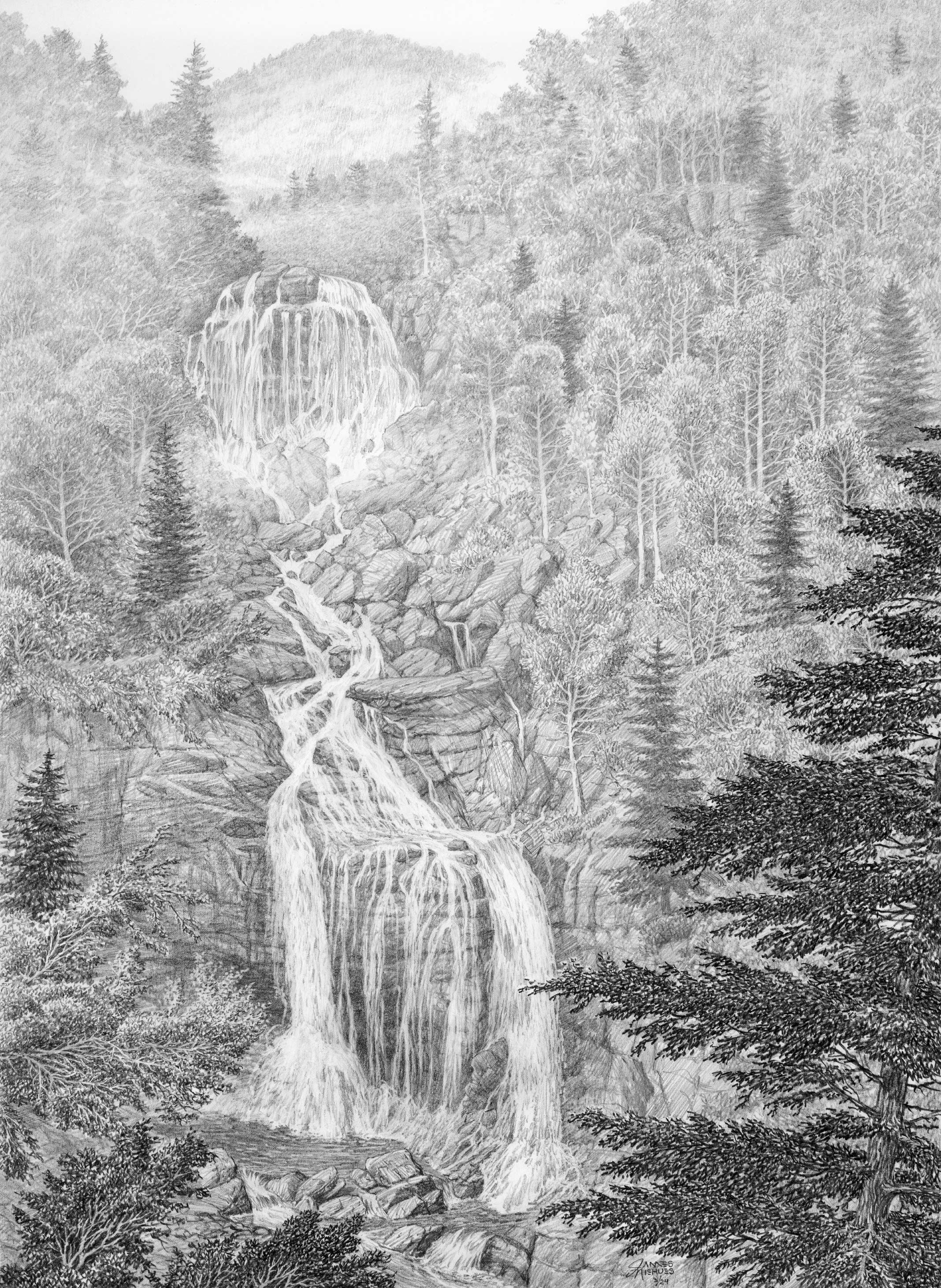 Upper Whitewater Falls Sketch