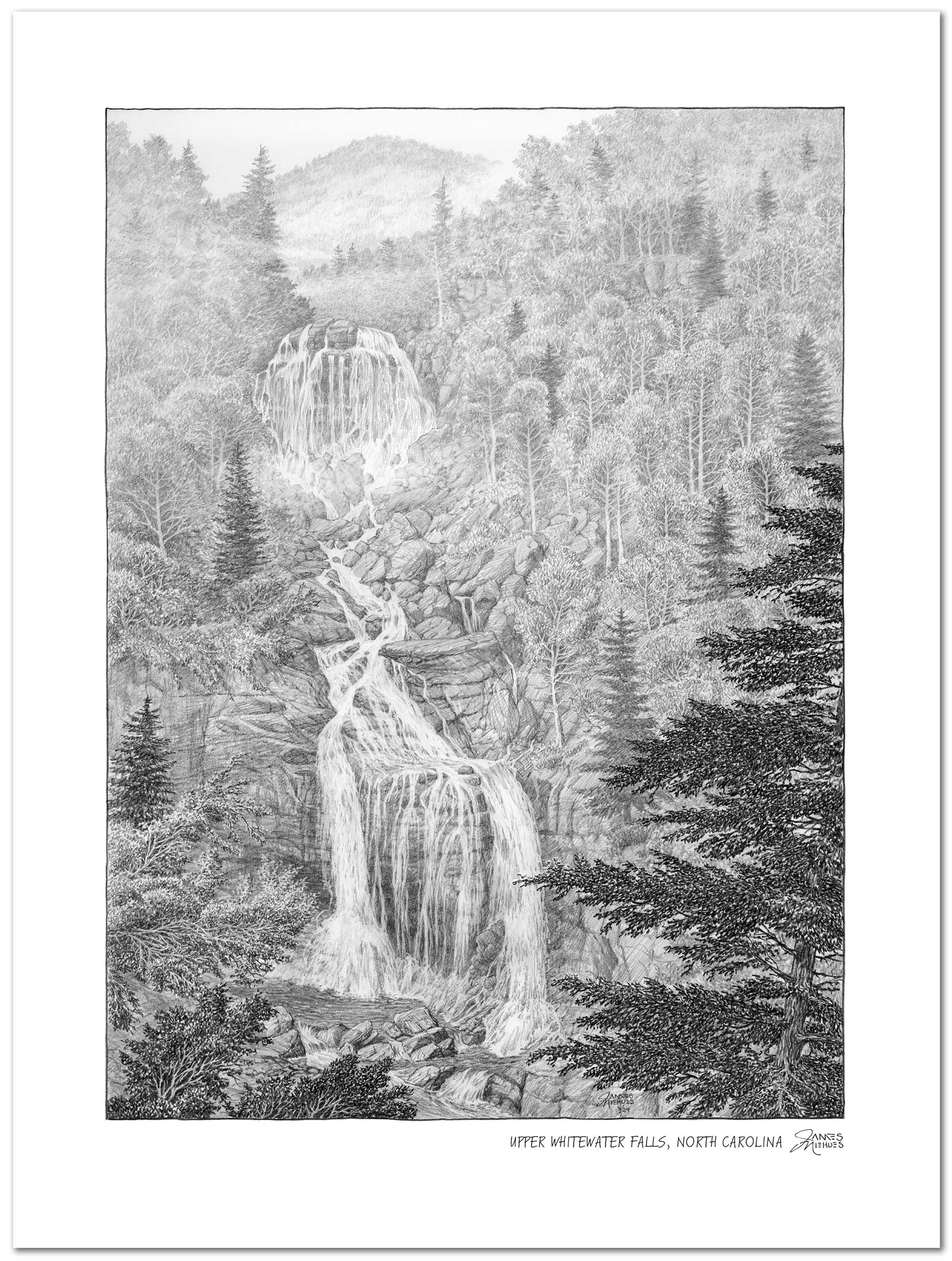 Upper Whitewater Falls Sketch